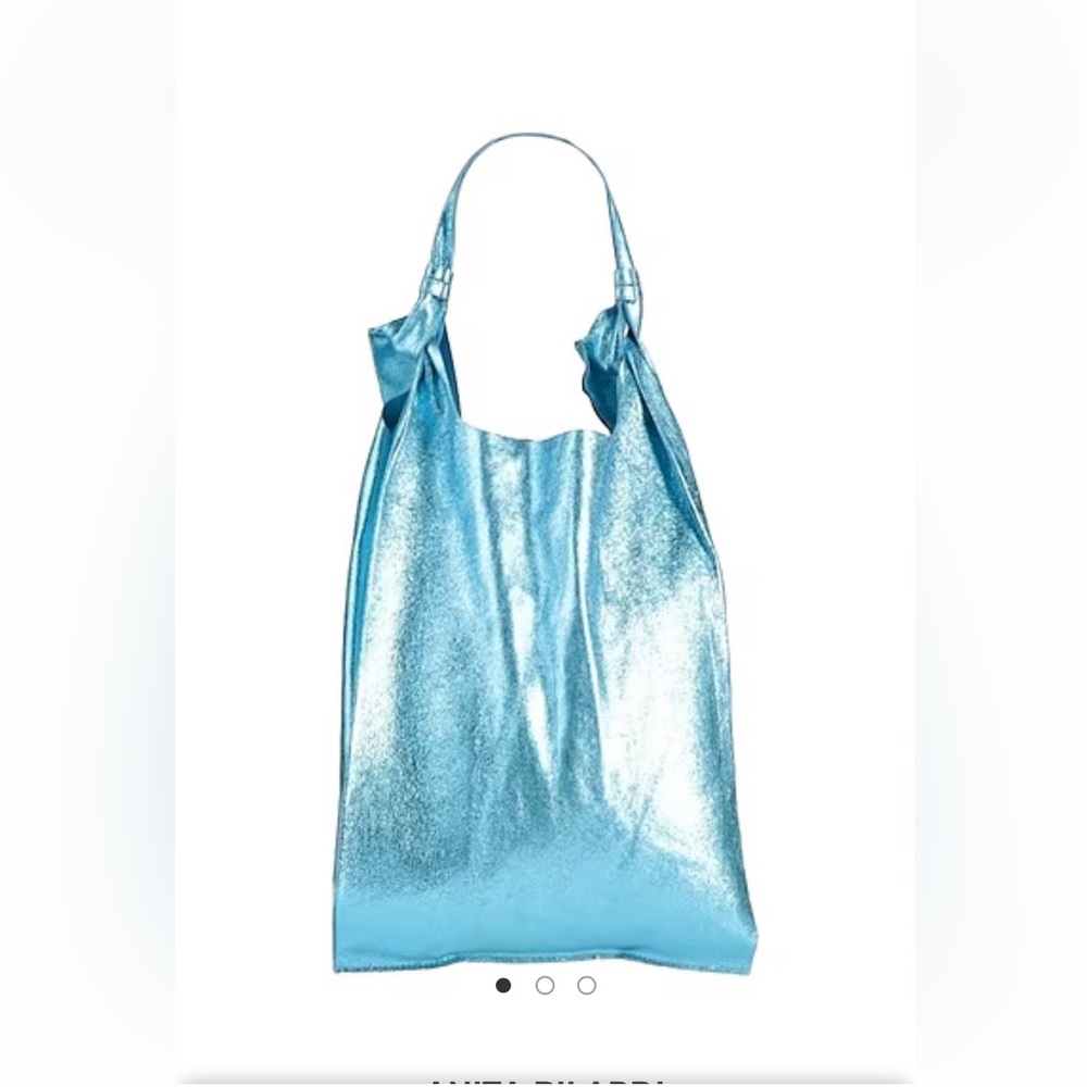 Anita Bilardi Italian Leather Metallic Blue (Azure) Handbag  (Anthropologie)